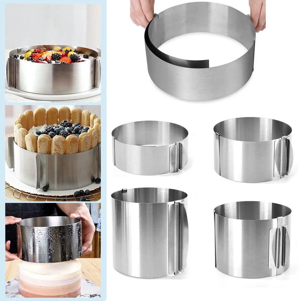 Silver Telescopic Mousse Ring Circle Mold Cake Mould New Heightened Cake Rings  Bakeware
