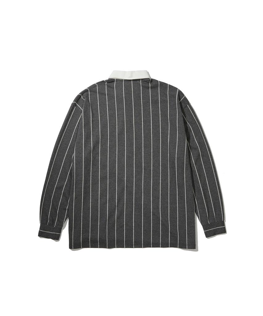 SOUNDSLIFE Vertical Stripe Polo Gray