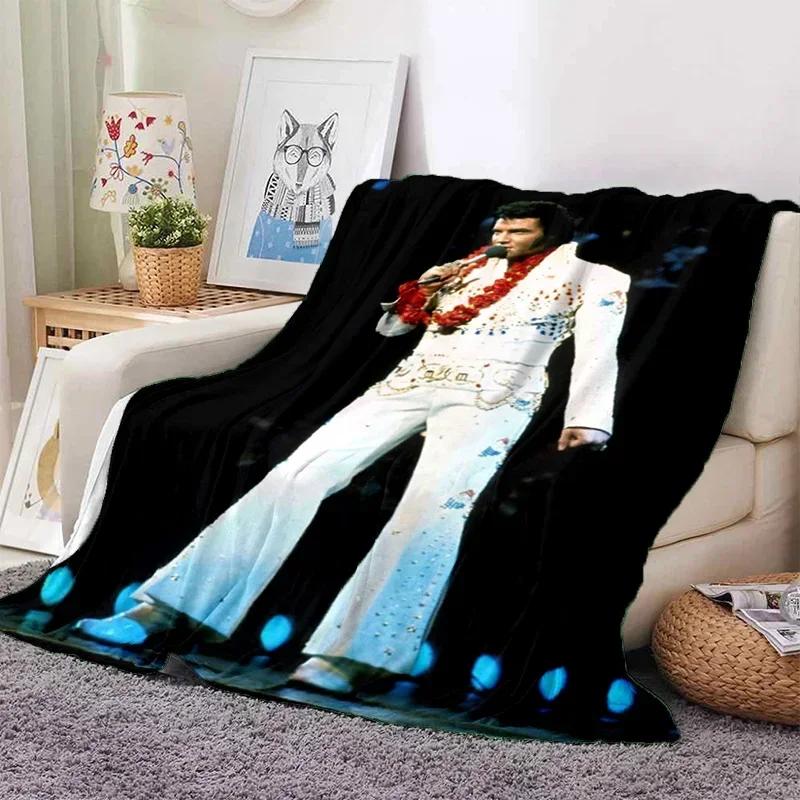 E-Elvis Presley Throw Blanket Soft Flannel Thin for Bed Sofa Cover Bedspread Home Deco Picnic Cooling Blankets for Beds Gift