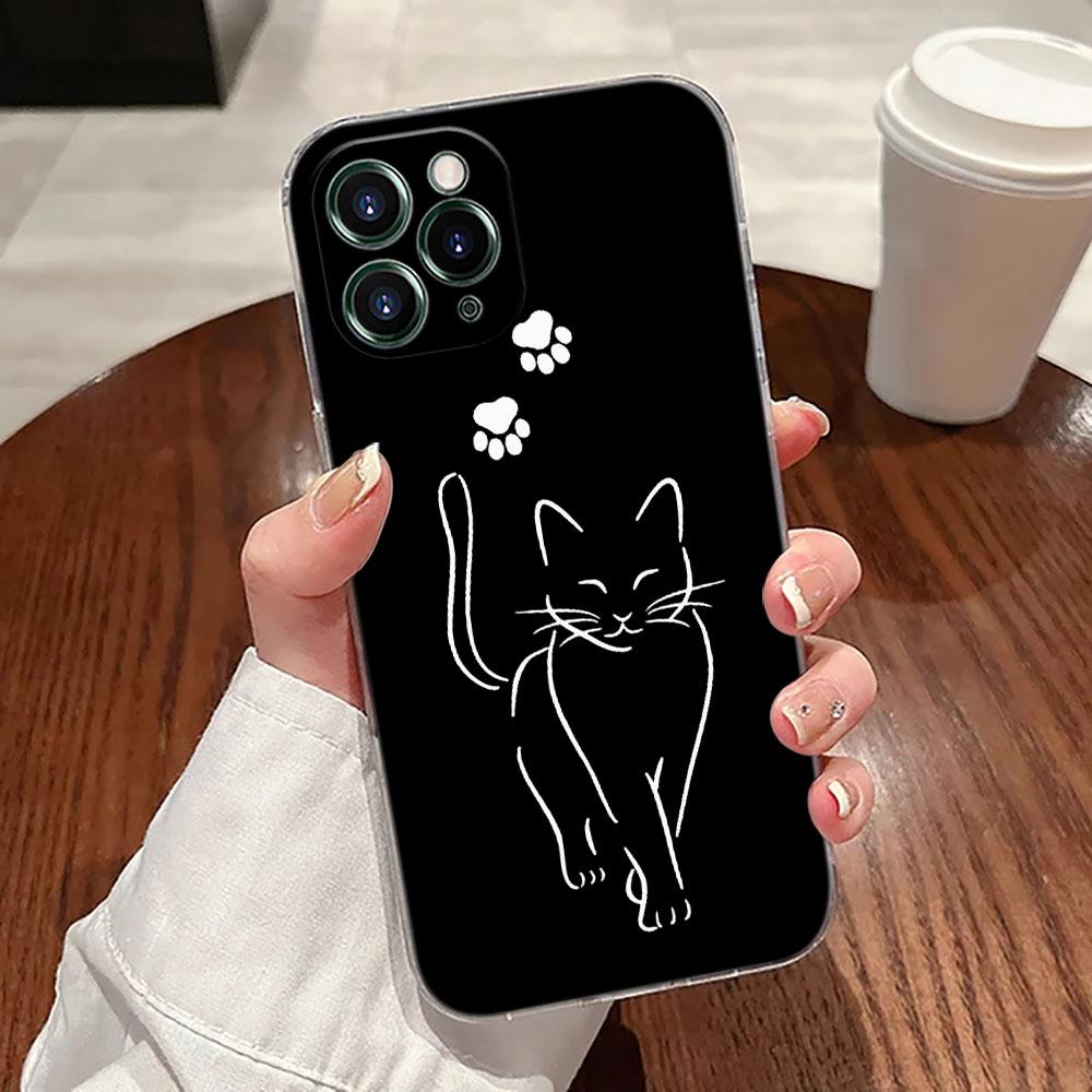Милый кот Привет Чехол Для Apple iPhone 17 16 15 14 13 12 11 Pro Max 16 Plus 16E 17Air 17Pro Чехол для телефона Силиконовый Funda Черные коты