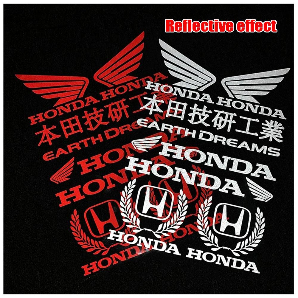 AYE1 Hot Sale Motorcycle Stickers Carved Hollow Letter Honda Logo Reflective Racing Helmet Decals Tail Box Shock Absorber Decoration