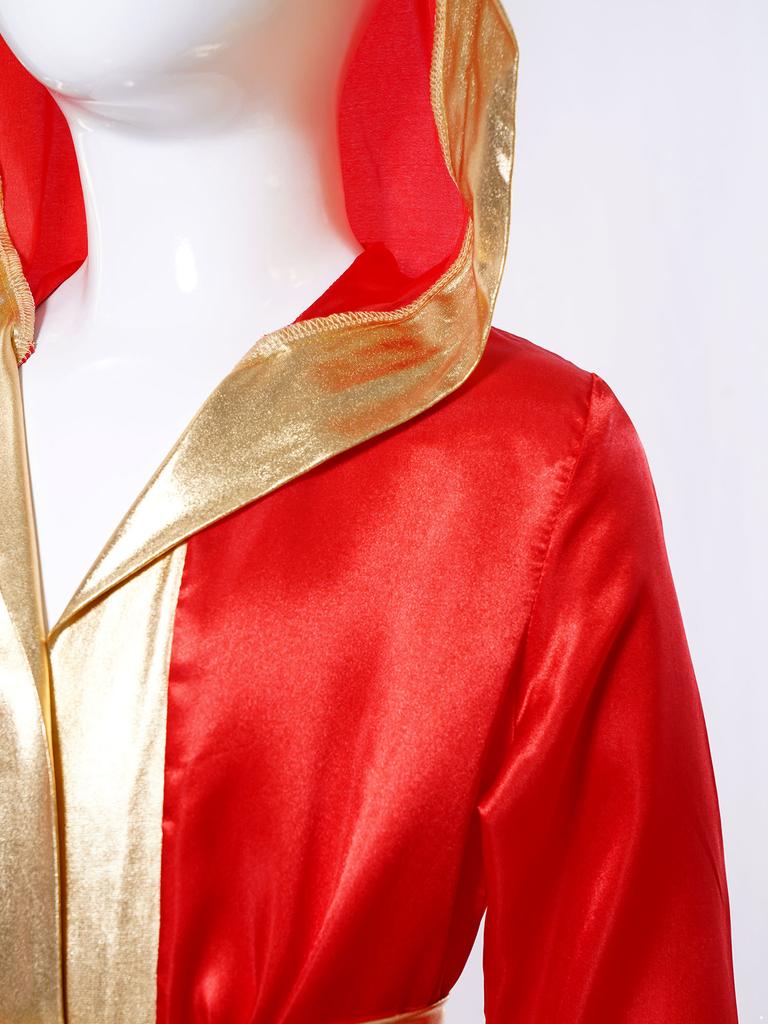 Kids Boys Boxing Robe Thai Kickboxing Costume Long Sleeve Open Front Hoodie Cloak with Belt Workout Sports Fitness Joggers