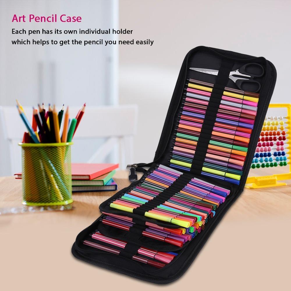 72/120 Slots Pencil Case Black Art Pencil Case Durable Pencil Case Organizer Drawing