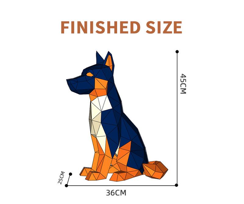 3D Origami Paper Model Kit: German Shepherd Police Dog DIY Craft