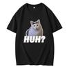 Милые футболки Huh Cat Meme, забавные классические женские футболки унисекс, одежда Harajuku Aesthetic, винтажные унисекс-футболки, хлопковые топы
