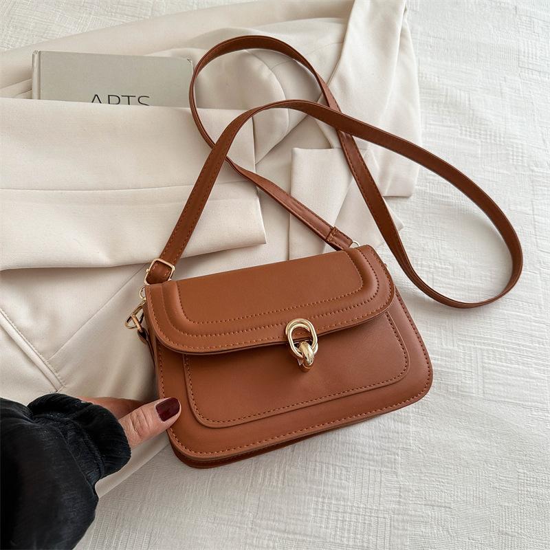 Retro Fashion Simple Lock Small Bag Women'S Spring Versatile Shoulder Messenger Bag Small Square Bag