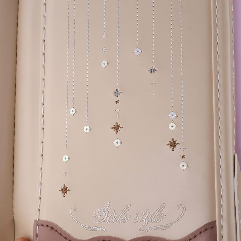 Coulomb School Bag for Elementary Premium Faux Leather Pearl Sequin Reflective Castle Rose Gold Warranty Girls, School, Fabric, Embroidery, Press,