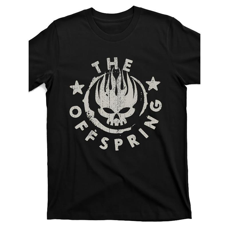 Европейские размеры Футболка с логотипом группы The Offspring - Черная Повседневная с круглым вырезом с коротким рукавом С графическим принтом