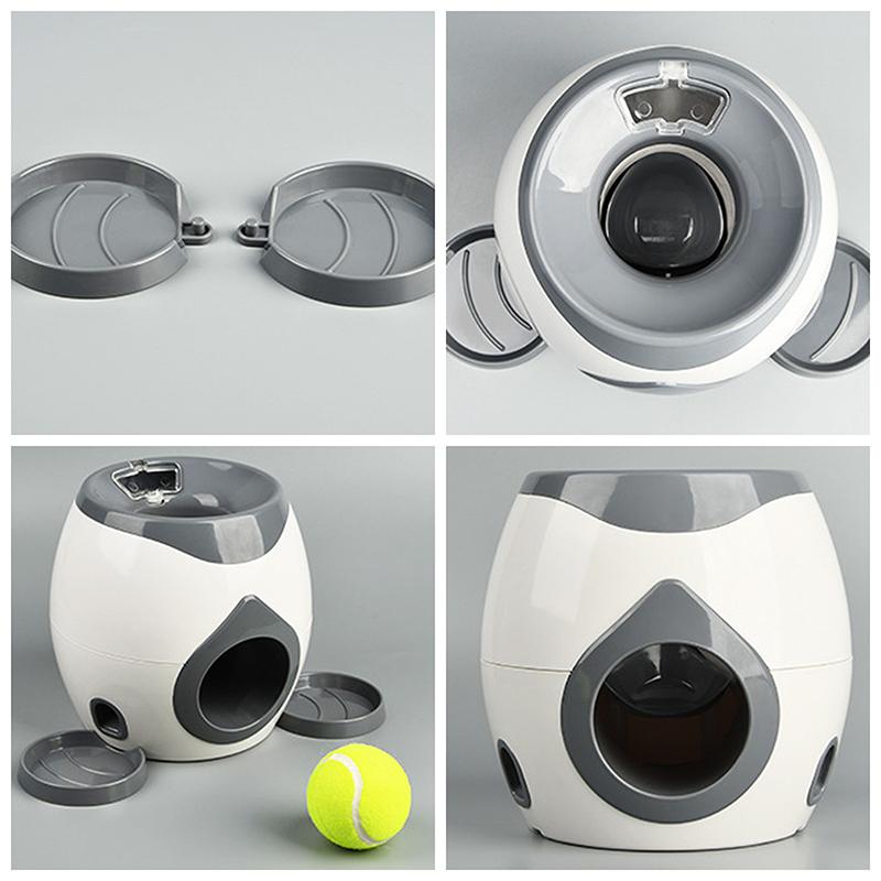Dog Pet Toys 2 In 1 Tennis Launcher Automatic Throwing Machine Pet Ball Throw Device Interactive Pet Feeder Toy For Dogs