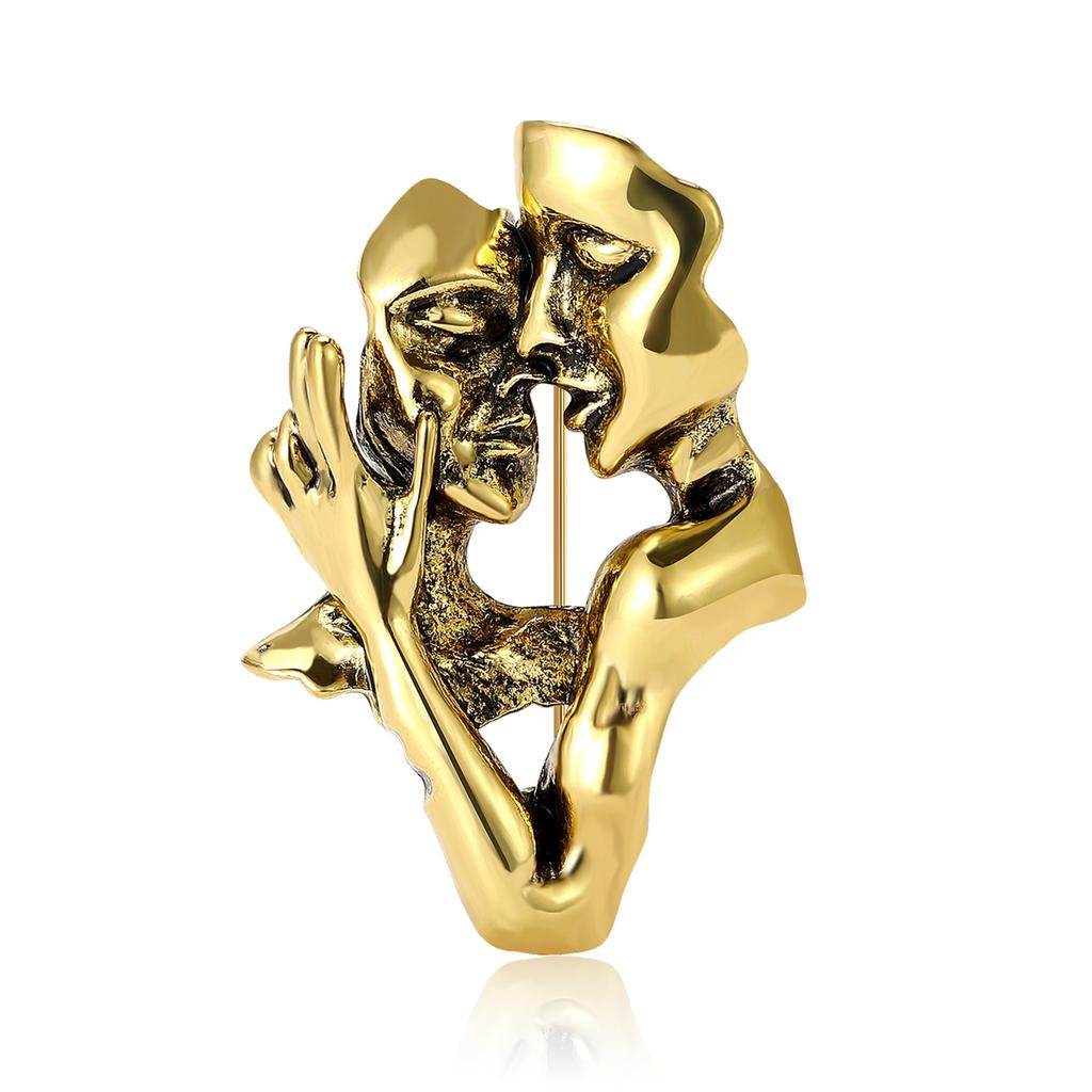 Fashion Retro Alloy Kiss Lover Shape Brooch Simple Temperament Men'S And Women'S Clothing Corsage Jewelry Pin