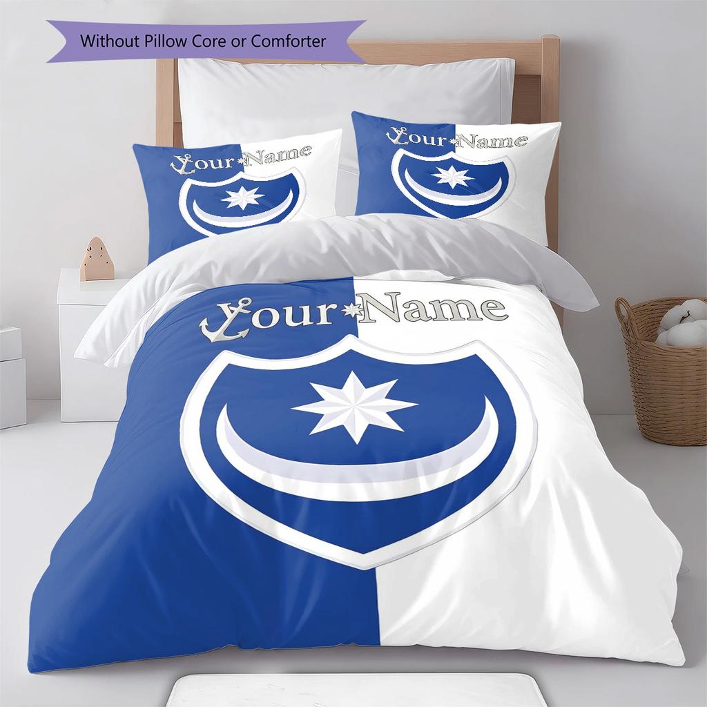 Nautical Crest Shield Custom Name Pattern Bedding Quilt Set Quilt Cover Pillowcase Home Birthday Gift(1 * duvet cover + 2 * pillowcase, without core)
