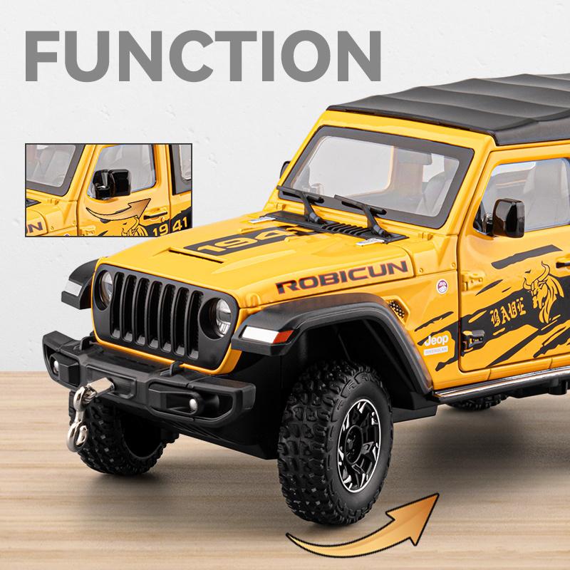 1/24 Jeep Wrangler Rubicon Off Road SUV Alloy Diecast Model Car Premium Home Trendy Toys Display Decorations Birthday Gifts Boy