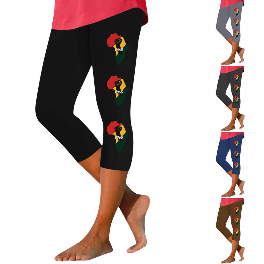 Leggings For Women, Cotton, Stretch, High Waisted, Womens Capris For Summer, Juneteenth Outfit