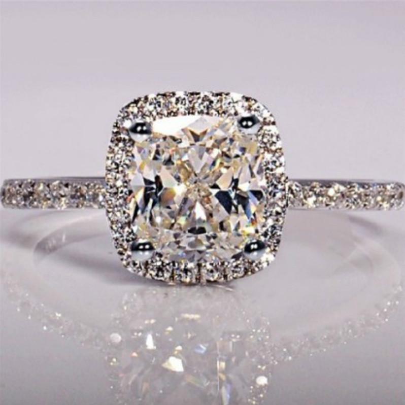 Women Classic Luxury Zircon Ring Charms Wedding Rings Engagement Rings Jewelry Gift Size 6-10 AVE