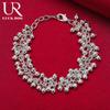 925 Sterling Silver Double Row Frosted Bead Chain Bracelet Fashionable Wedding Jewelry