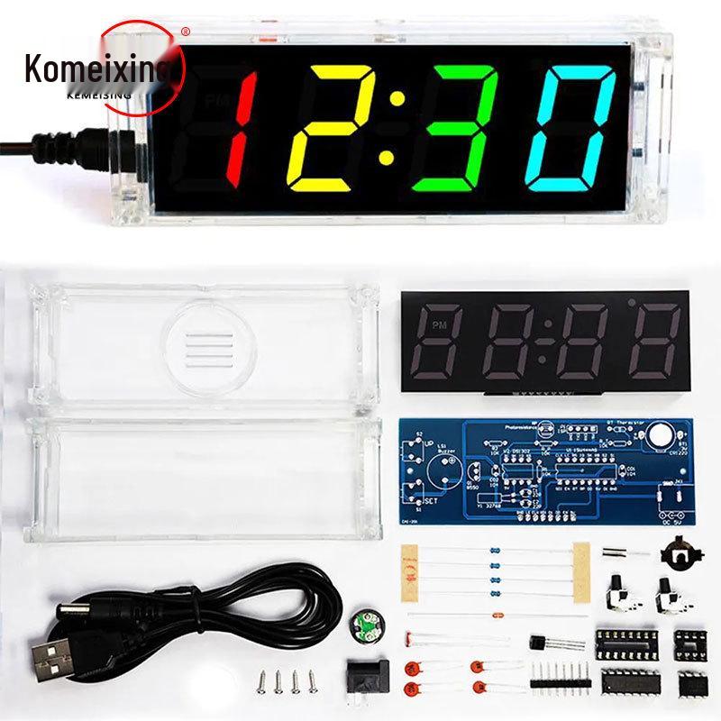 Seven-Color DIY Digital Clock Kit for Electronic Experimentation