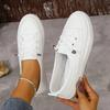Women White Flat Loafers Comfortable White Casual Sneakers