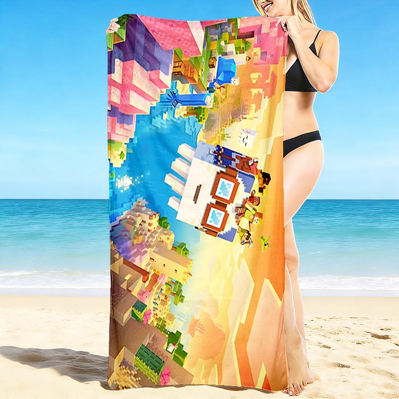 1Pc Minecraft Sky Adventure Beach Towel Quick Dry Multiuse For Beach Pool Gym Yoga Home Travel Christmas Halloween Xmas Gift S1857