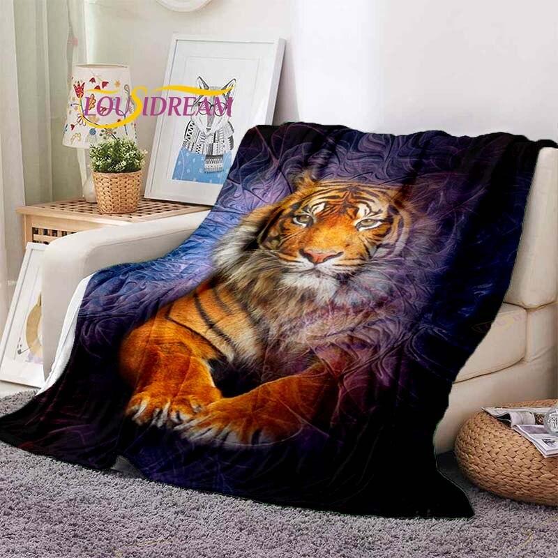 Blanket Tiger Printed 3d Flannel Blanket Bed Throw Soft Cartoon Printed Bedspread Bedspread Sofa Blanket