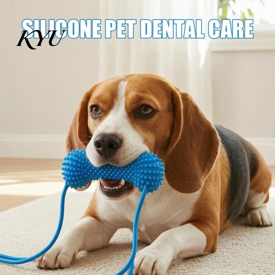 Bite Resistant Dog Chews Chew Toy, Teeth Brushing Tool with Adjustable Strap, Silicone Canine Small Medium Large Toy Dental Prop, for Dogs Gums