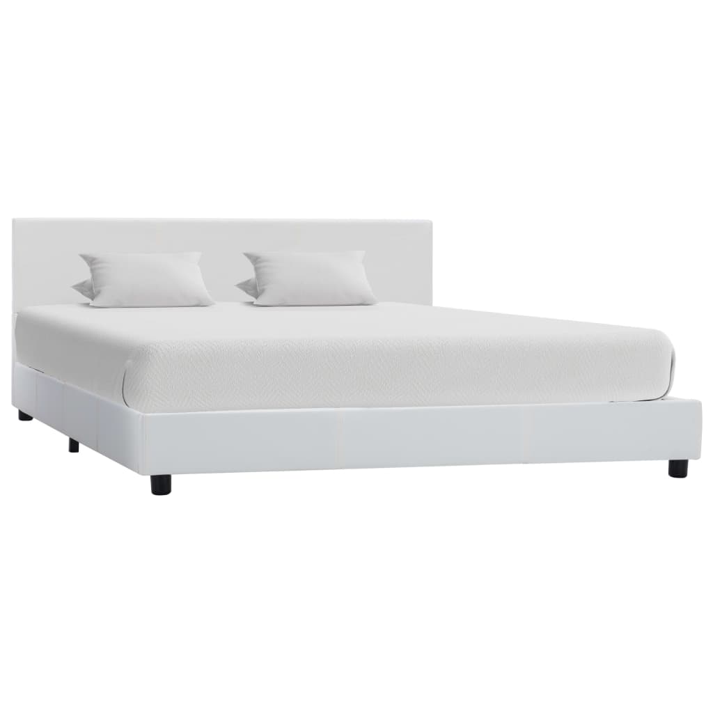 Bed Frame in White Faux Leather 120 x 200 cm