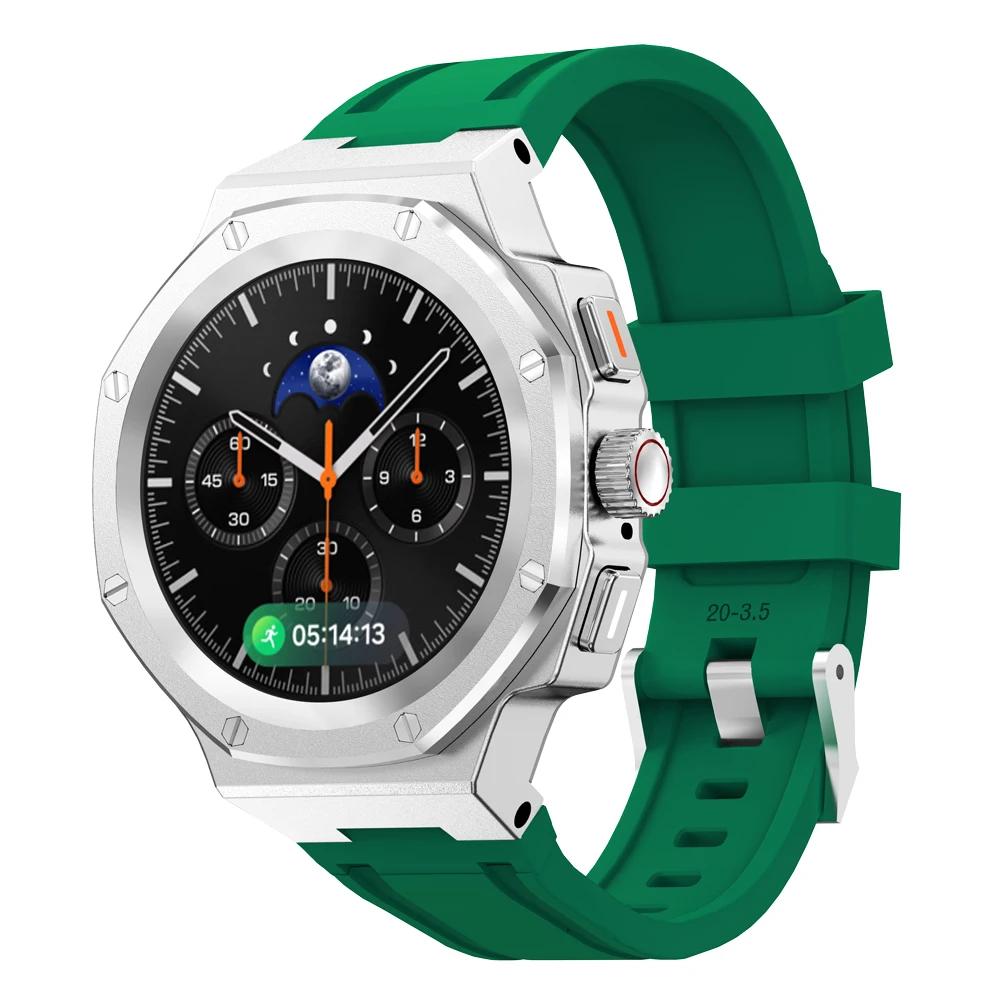 Роскошный комплект для модификации Samsung Watch 8 40 мм 44 мм Металлический корпус+Резиновый ремешок для Watch 8 Classic 46 мм Комплект для переделки Аксессуары