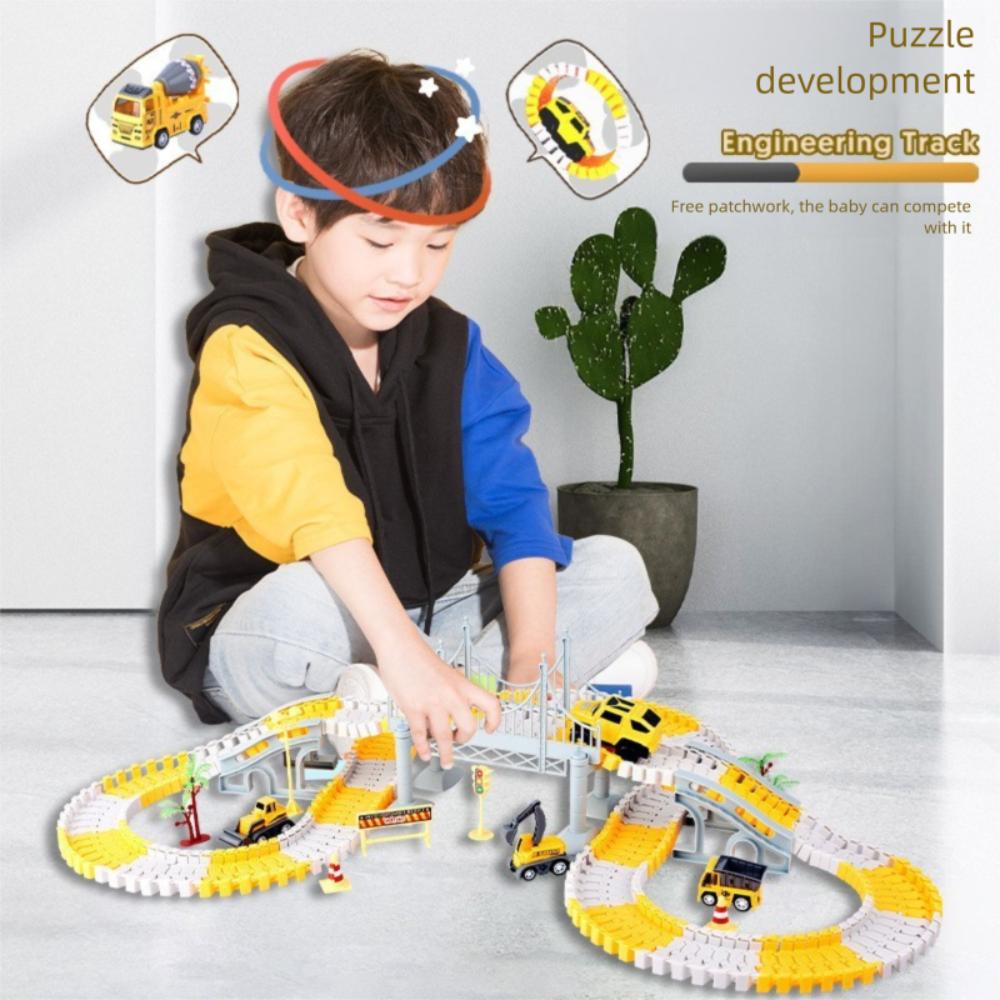 Желтый Белый Железнодорожные Игрушки 146/231 Деталей Набор Игрушек Железнодорожный Вагон Новый Набор Гоночного Трека Сделай Сам Дети