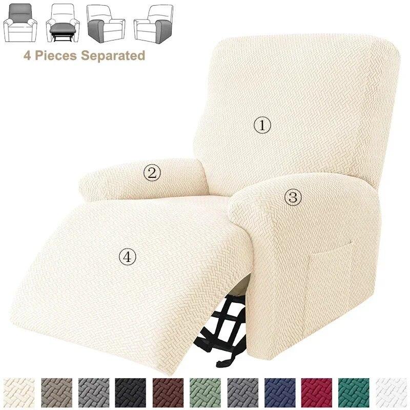 1/2/3 Seater Jacquard Recliner Sofa Cover Stretch Solid Color Armchair Covers Living Room Lazy Boy Couch Slipcovers Funda Sofa