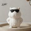 Cool Style Cartoon Figurine 3D Printed Aardvark Figurine, Animal Ornament with Overalls Removable Sunglasses, Desktop Decoration for Adults