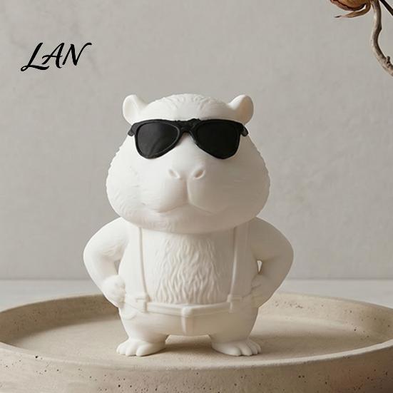 Cool Style Cartoon Figurine 3D Printed Aardvark Figurine, Animal Ornament with Overalls Removable Sunglasses, Desktop Decoration for Adults