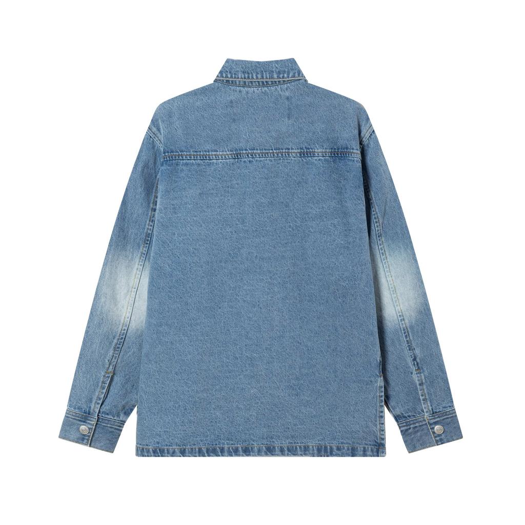 AMI Autumn and Winter Classic Heart Embroidered Casual Cotton Solid Color Long Sleeved Shirt On the Chest