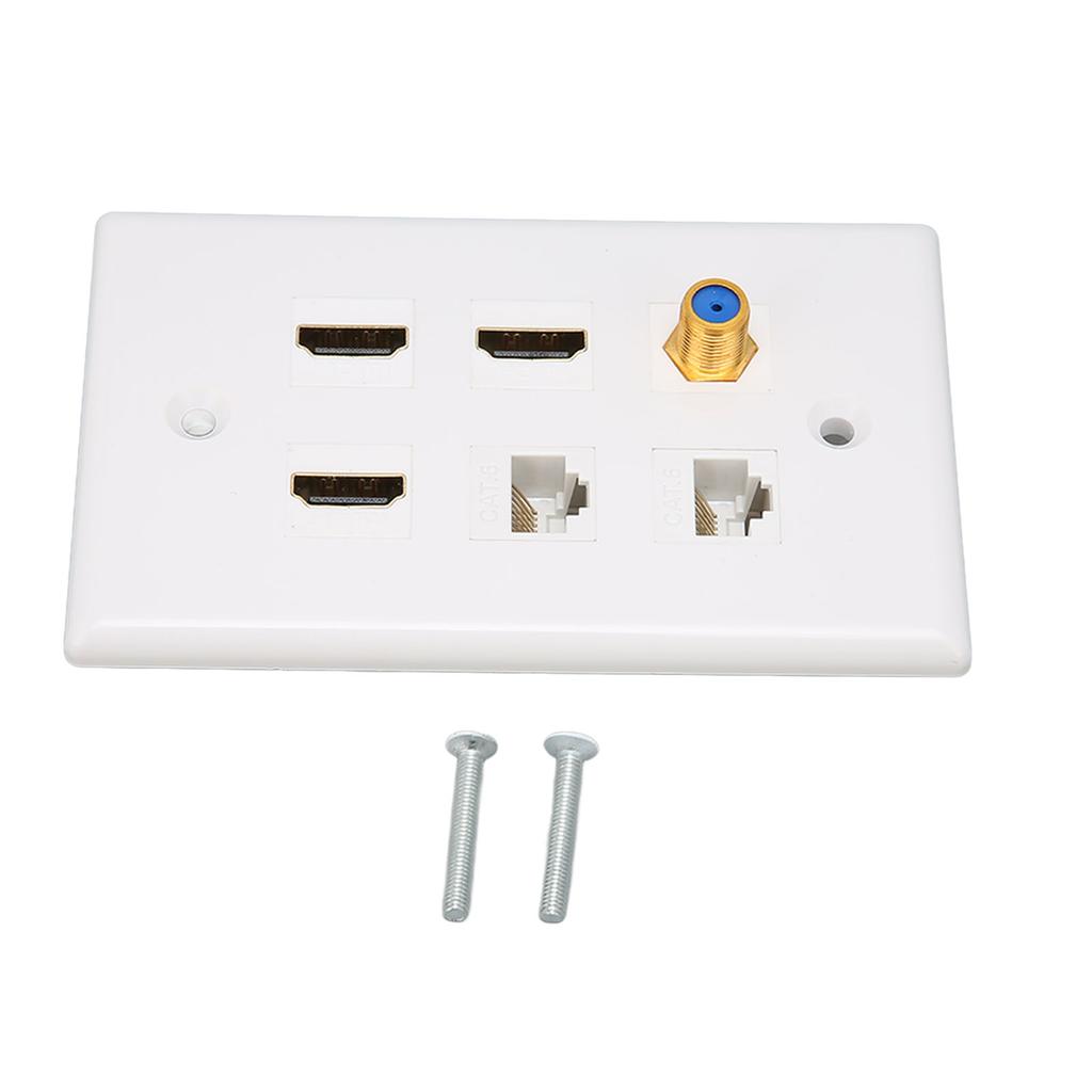 HD Multimedia Interface Wall Plate 6 Ports TV F Head CAT6 Network AV Wall Plate for Home
