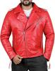 Lambskin Stylish Men's Jacket Red Leather Handmade Genuine Motorcycle Soft Fit