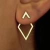 1 Pair Women Geometric Rhombus Earrings Hypoallergenic Lightweight Minimalist Statement Earrings Hollow Square Front Back Metal Stud Earrings Jewelry