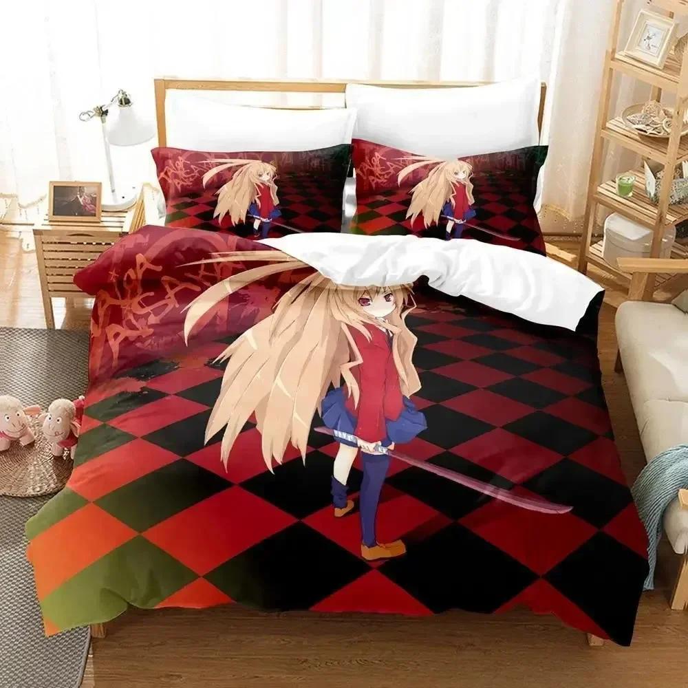 Одеяло Новый Набор Постельного Белья Toradora Мультяшное Аниме Трех peças Набор Взрослый Ребенок Спальня S 3D Кавайи Девочки Постельное Белье Двуспальное