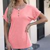 Весенне-летняя женская повседневная футболка на пуговицах, однотонный женский топ