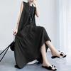 Stylish Women's Tiered Sundress Solid Summer Dress Casual Sleeveless O-neck Robe Oversized Dress