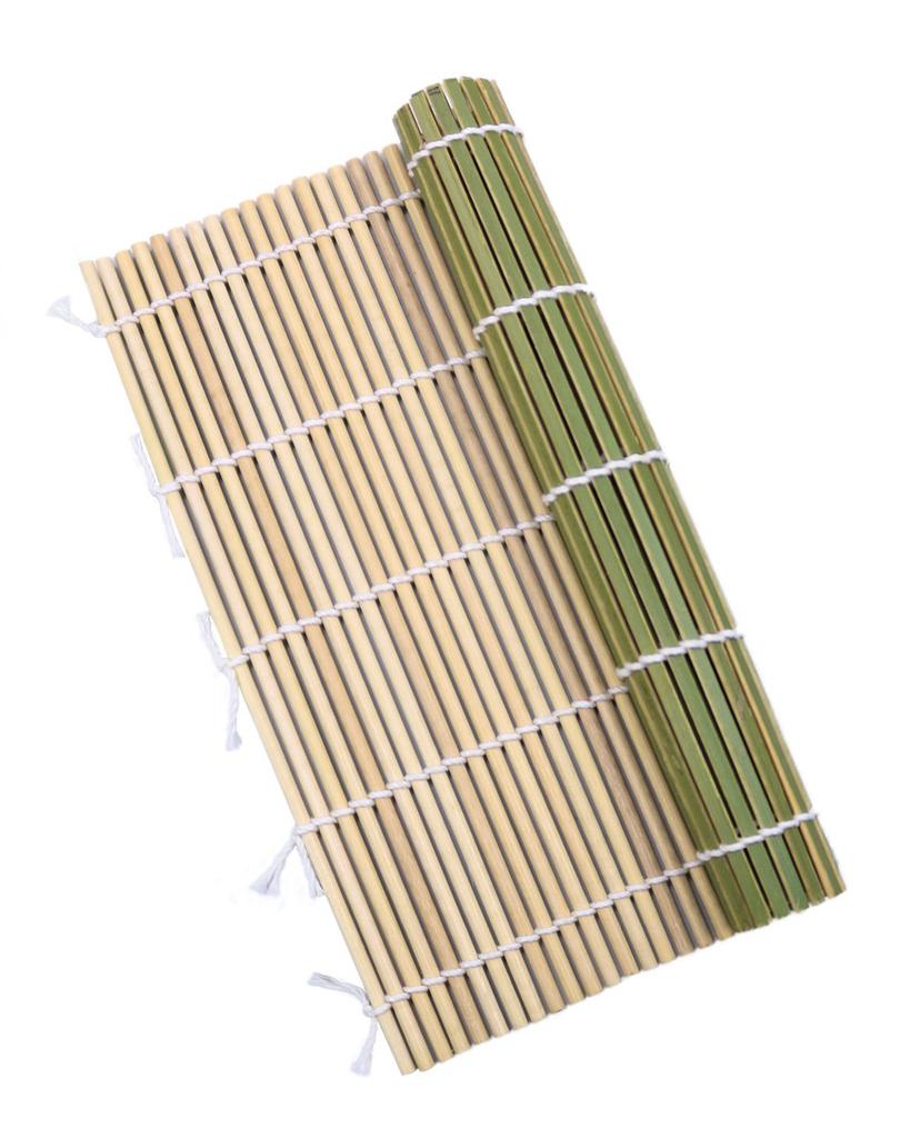 HTB Bamboo Sushi Rolling Wide for Sushi and other Setsubun Green Bamboo Rolling Ideal for Making Sushi Gourmet and Cherry Blossom Mat, 24x24cm,