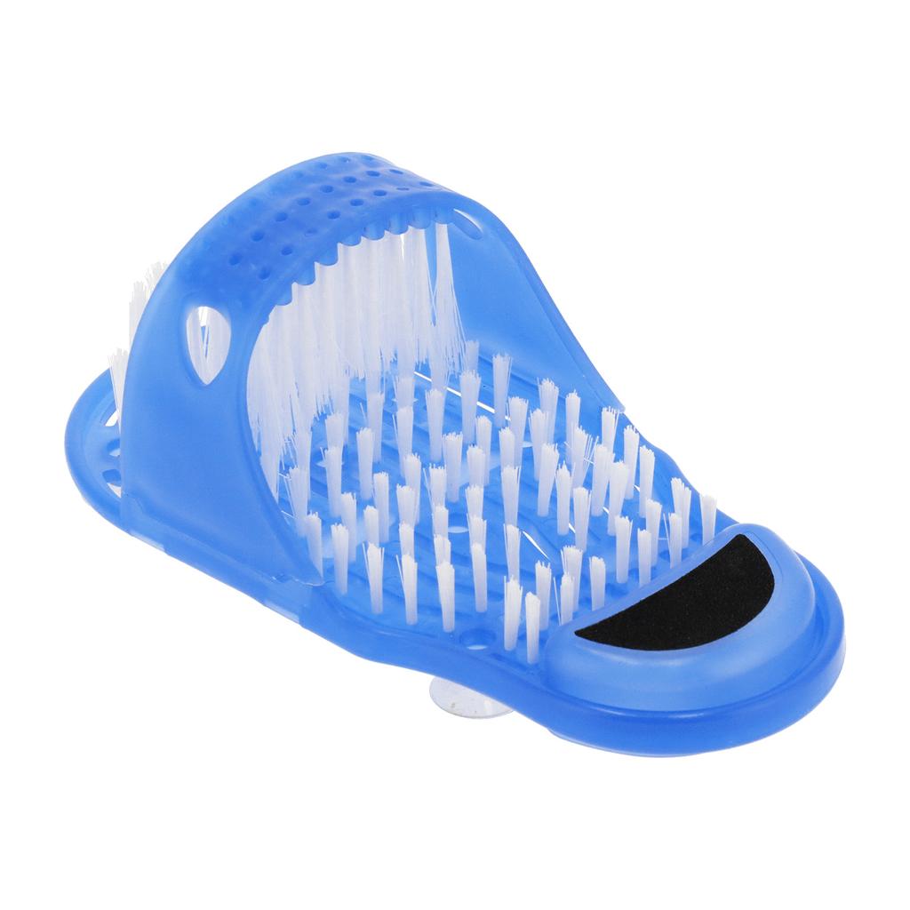 Shower Foot Scrubber Shoe Plastic Exfoliating Foot Massager Cleaner with Suction Cup Blue
