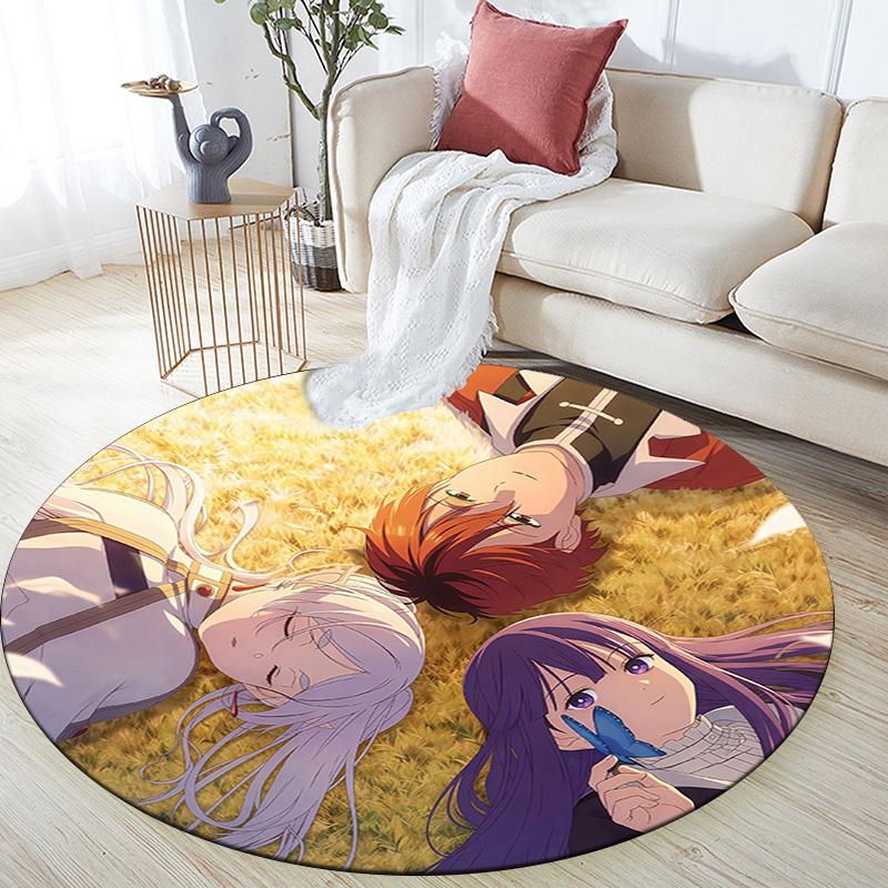 Frieren Round Area Rug,Carpet Rug for Living Room Bedroom Sofa Playroom Decor,Non-slip Floor Mat