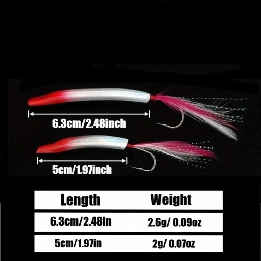 2pcs Feather Bait Fishing Lure Bow Horn Artificial Bait Skittering Action Matel Jig Bait Long Cast