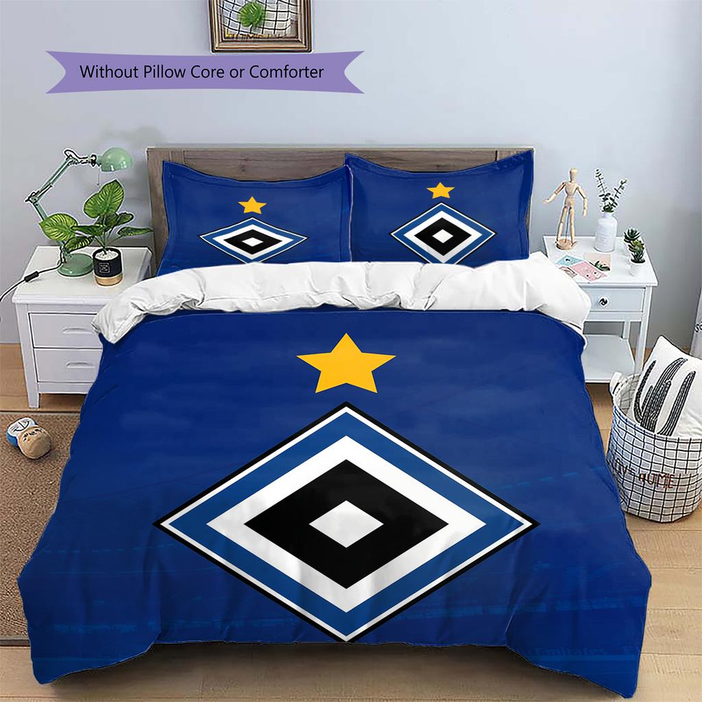 Постельное белье с узором Гамбургер SV Домашний Декор Подарок на День Рождения (1 пододеяльник + 2 наволочки, без наполнителя)