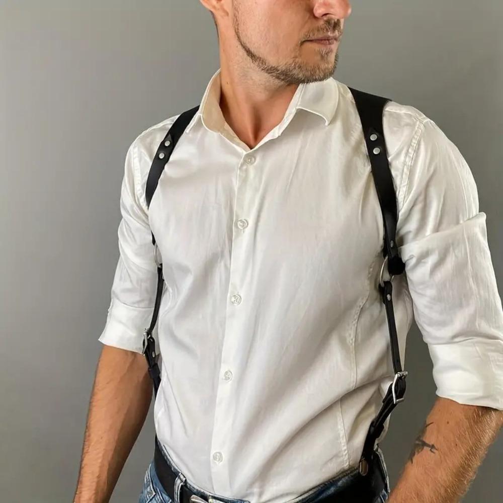 Мужской кожаный ремень-портупея на талию, панк-корсет-жилет, простые мужские подтяжки, украшение на грудь