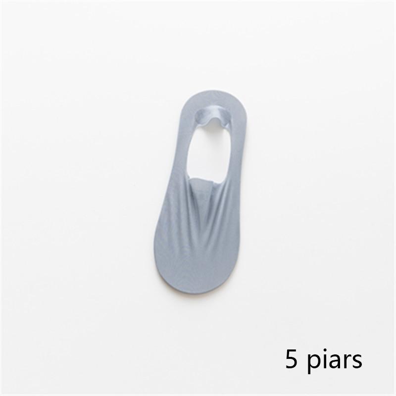 5 пар летних невидимых силиконовых противоскользящих носков, ультратонкие дышащие носки без показа, однотонные низкие носки-лодочки из ледяного шелка