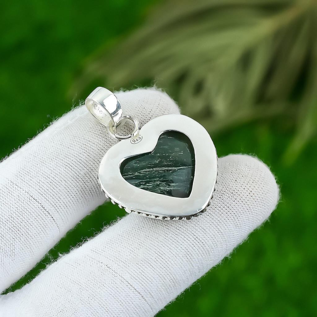 Подарок для женщин Ювелирная подвеска Серебро 925 пробы Натуральный нефрит