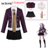 4 шт. наборы аниме Danganronpa Kirigiri Kyouko косплей костюм включает фиолетовый парик косметические контактные линзы Хэллоуин Карнавал для женщин