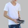 Summer Men T-shirt Round Neck V Neck Short Sleeve Solid Color Soft Breathable Thin Pullover Slim Fit Simple Style Casual Men Top