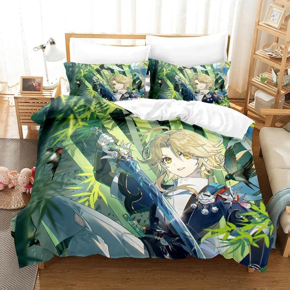 Модный комплект постельного белья Honkai Star Rail с 3D-печатью, комплект из трех предметов с рисунком аниме для взрослых и детей, комплект пододеяльников для спальни, домашний текстиль