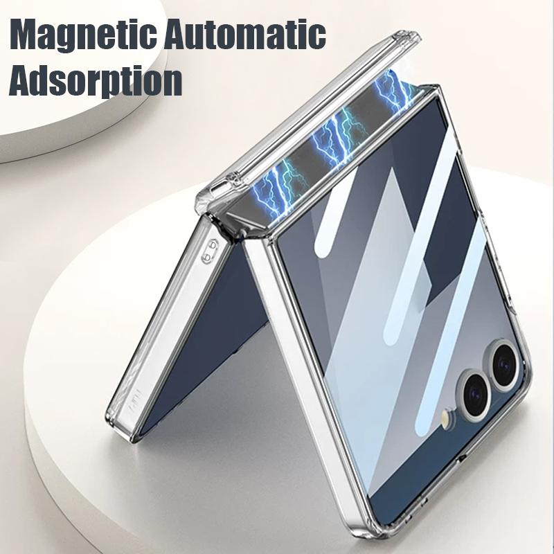 Магнитный чехол для телефона с принтом Снежной Горы для Samsung Galaxy Z Flip7 FE Flip6 Flip5 Flip7 6 Ударопрочная прозрачная жесткая крышка из поликарбоната Складная
