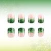24 Pcs French Tip Press On Nail Short False Nail Shamrocks Stick On Nail Saint Patricks Day Acrylic Nail for Woman